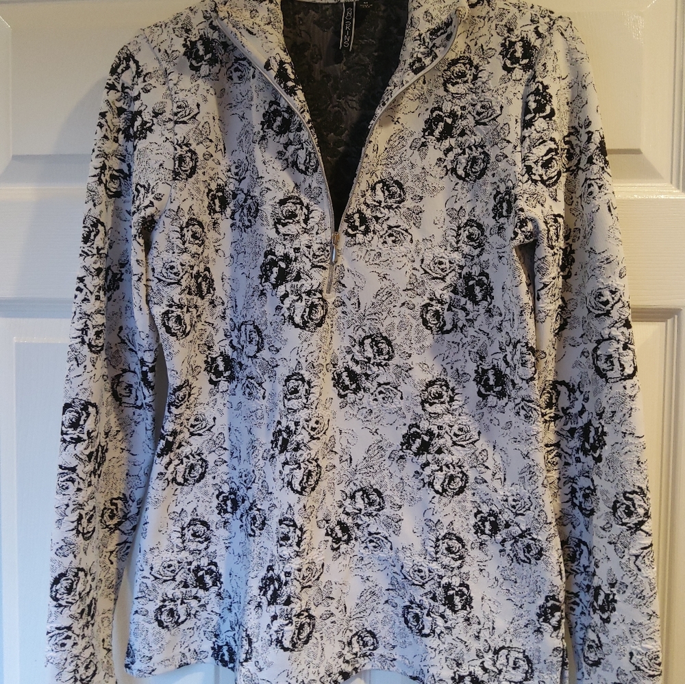 Snow Skins Half Zip Black White Top Size Med Golf